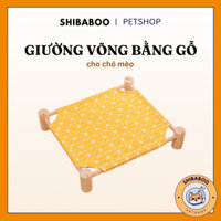 [Hỏa tốc HCM] GIƯỜNG VÕNG CHO CHÓ MÈO BẰNG GỖ VẢI COTTON THOÁNG KHÍ 54x48CM Shibaboo