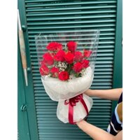 [Hỏa tốc HCM] [Hình thật] Bó hoa hồng đỏ mix baby bó tròn hiện đại
