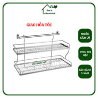 (HỎA TỐC HCM) Kệ chén 2 tầng treo tường Inox 304 PHÁT ĐẠT (nhiều size), rổ úp chén, giá để bát (SP115)