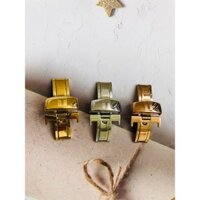 [HỎA TỐC HCM] Khóa bướm chống gẫy gập dây da đồng hồ có logo Tissot, khoá inox mạ màu