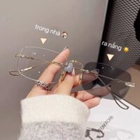 [HOA TOC HCM] Kính giả cận Không Viền Đổi Màu gọng kim loại mảnh dáng nhỏ đổi màu đi nắng - đêm lại trong suốt như hình
