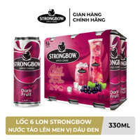 HỎA TỐC HCM - Lốc 6 lon nước táo lên men Strongbow Vị Dâu đen 330ml/lon