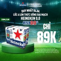 HỎA TỐC HCM - Lốc 6 lon Thức uống đại mạch Heineken 0.0 330ml/lon