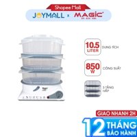 [HOẢ TỐC HCM] Nồi hấp điện 3 tầng 10L Magic Korea A-61 850W, Hàng Chính Hãng,Nhựa PP Cao Cấp-JoyMall