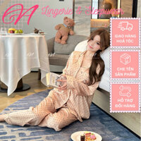 [Hoả Tốc HCM] Pijama phi lụa xước cao cấp tay dài quần dài chấm bi hello kitty