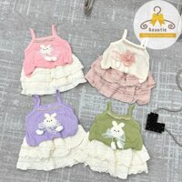 [HOẢ TỐC HCM] Set Áo 2 Dây Chân Váy Bèo Tầng Xinh Kiểu Hàn Siêu Bánh Bèo Phong Cách Tiểu Thư Cho Bé Gái 8-16kg