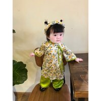 HOẢ TỐC HCM - Tặng mấn -  Áo dài gấm cho bé 8-26kg cho bé gái 1-7 tuổi