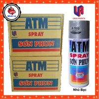 [Hỏa Tốc HCM] Thùng 12 Chai Sơn Phun Nhũ Bạc A100 ATM Spray Cao Cấp (400ml/chai) - Cửa hàng Điện nước Minh Lý