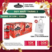 HỎA TỐC HCM - Thùng 24 lon nước táo lên men Strongbow Vị Dâu đỏ 330ml/lon