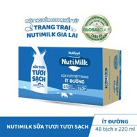 (Hỏa Tốc HCM) Thùng 48 Bịch 220mL NutiMilk Sữa Tươi Tươi Sạch Ít/ Có đường - NUTIFOOD - YOOSOO MALL