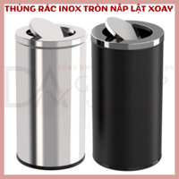 [HỎA TỐC HCM] THÙNG RÁC INOX TRÒN NẮP LẬT XOAY SIZE LỚN 48*83CM B-070