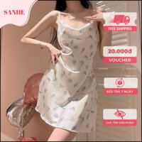 [Hoả tốc HCM] Váy Ngủ Lụa Cổ Đổ Nhiều Hoạ Tiết Dễ Thương Đầm Ngủ Nữ Mặc Nhà