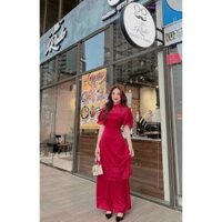 (HOẢ TỐC - HÌNH THẬT )set áo dài đỏ cách tân ngày tết( hình thật shop Thảo Nhỏ Store chụp )