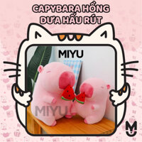 (Hỏa Tốc HN 2H) Gấu Bông Capybara Hồng Dưa Hấu Rút Chậm, Thú Bông Chuột Lang Đeo Balo Size Bự Khổng Lồ Đáng Yêu, An Toàn