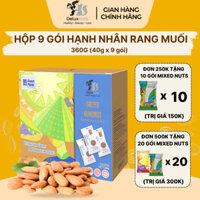 [Hỏa tốc] Hộp 9 Gói Hạnh Nhân Rang Muối Deluxnuts | Hạt Dinh Dưỡng, Snack Ăn Vặt (Tổng Trọng Lượng 360g)