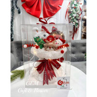 [Hoả Tốc]-Hộp hoa- Hộp quà tặng Gấu bông Noel có đèn nháy. Tặng Thiệp.