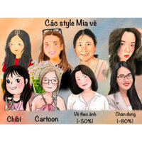(HOẢ TỐC ib, đọc mô tả) Vẽ tranh theo yêu cầu chibi, hoạt hình, chân dung, quà tặng doanh nghiệp, gia đình, người yêu