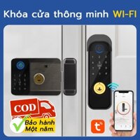 【Hỏa Tốc】 Khoá vân tay 2 mặt cho cửa sắt tùy ​App Tuya Kết Nối WiFi Cho Nhà Ở / Khách Sạn Không thấm nước