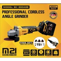 (Hỏa tốc) Máy mài góc dùng pin STARKER SK-860AGB bộ pin 20 cells - 100mm kèm bộ lưỡi cắt đa năng