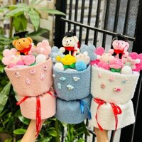 [HOẢ TỐC + MIỄN SHIP] Bó Hoa Gấu Tốt Nghiệp Nhồi Bông Dễ Thương Cao Cấp (Tặng đèn led, thiệp, túi và khăn len)