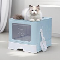 HOẢ TỐC Nhà vệ sinh mèo 2 cửa có ngăn kéo hình vuông chống văng cát cho mèo lớn