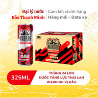 [HOẢ TỐC] Nước tăng lực Thái Lan Warrior Dâu 325ml (Thùng 24 lon) (Date xa)