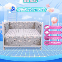 [HỎA TỐC] Quây Cũi Cho Bé Gồm 4 Tấm Ruột Đệm Chứng + 4 Vỏ Vải Cotton Mịn Nhiều Màu Sắc BeBe Moon (KHÔNG BAO GỒM CŨI)