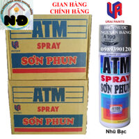 [Hỏa Tốc] Sơn Phun Nhũ Bạc A 100 ATM Spray Cao Cấp 1 Thùng 12 Chai (400ml/chai)