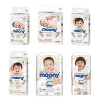 [Hỏa Tốc] Tã Bỉm Moony Natural Trắng/Xanh Quần Dán Size Newborn S M L XL Nhật Bản