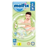 (Hỏa Tốc) Tã Dán molfix Organic Sợi Tre XL 62 + 2 (