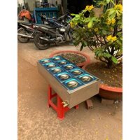 (HỎA TỐC) THÙNG ĐÁ INOX  ƯỚP LẠNH KÈM 10 KHAY TOPPING /ÂM BÀN