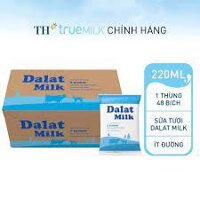 (Hỏa Tốc) Thùng Sữa Tươi Tiệt Trùng Dalatmilk Ít Đường 220ml 48 bịch