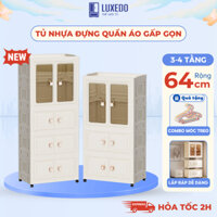 [HỎA TỐC] Tủ Nhựa Gấp Gọn 3,4 Tầng Có Ngăn Treo, Tủ Nhựa Đựng Quần Áo Rộng 64cm Nhựa PP An Toàn HC08