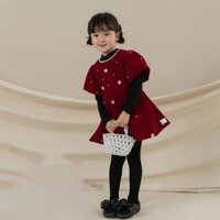 [HỎA TỐC] Váy đầm Tết nhung đỏ đính đá cho bé gái Váy đi tiệc cho bé gái