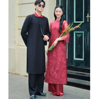 [HỎA TỐC VOUCHER -50K] Set áo dài cách tân nam nữ Đỏ, Đen thiết kế LILA áo dài Tết Lân Vũ - Hoa Nhi dáng suông hiện đại