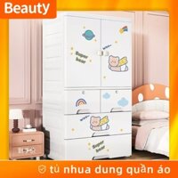 🚛Hỏa Tốc🚛70cm tủ nhựa đựng quần áo Dễ thương tủ nhựa duy tân Hoạt hình tủ quần áo trẻ em