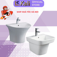 [Hoả Tốc]Chậu Sứ rửa mặt,Chậu Lavabo treo tường liền chân thiết kế sang trọng dáng tròn - dáng vuông