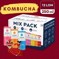 [Hoả Tốc/Nhanh] Trà Star Kombucha - Thùng 12 Lon  All in One - Mix 12 vị - Bổ dưỡng - Tăng cường Hệ miễn dịch