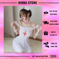 Hóa trang cosplay y tá sexy nóng bỏng xuyên thấu kèm full phụ kiện và tất mã 923