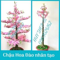 HOA TRANG TRÍ NGÀY TẾT - CHẬU HOA ĐÀO NHÂN TẠO 145CM