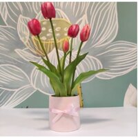Hoa Tulip Giả Màu Hồng/Vàng