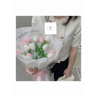 Hoa tulip kèm túi bóng kính - ảnh thật shop chụp 100%