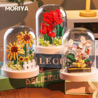Hoa vĩnh cửu Buiding Khối Đồ Chơi Với Trong Suốt Màn Hình Bao Hoa Trang Trí Gạch Xây Dựng Bó Hoa Quà Tặng Trang Trí