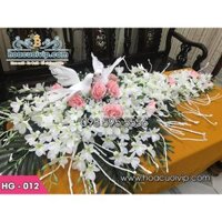 Hoa Xe Cưới bằng Lụa Cao Cấp chỉ việc dùng - HG-012 - Tặng 8 nơ - hoa giả trang trí xe dâu, xe hoa