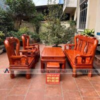 [Hoàn thiện] Bộ bàn ghế Triện Tàu tay cột 12 gỗ hương đá (anh Khá, Thái Nguyên)