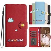 Hoạt Hình Bao Da Điện Thoại Nắp Gập Từ Tính Hình Mèo Dễ Thương Cho google pixel 8 pro pixel7 7 pro 7a 6a