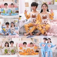 Hoạt Hình Bộ Đồ Ngủ Pijama 2 Món Dài Tay Cho Bé 90-150cm