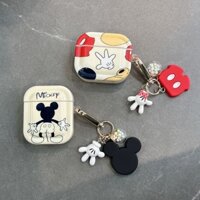 Hoạt Hình Chuột Mickey Puff TPU Tai Nghe Cho AirPods 1 2 3 4 Pro 1 2 Tai Nghe Treo Hộp Đựng Xoay