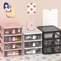 Hoạt Hình Để Bàn Hộp Bảo Quản Trong Suốt Nhỏ Ngăn Kéo Bàn Nhựa Mini Hộp Bảo Quản Thỏ Văn Phòng Phẩm Hộp Bảo Quản YD0220