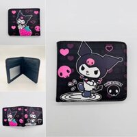 Hoạt Hình Dễ Thương Anime Kuromi Mickey Minnie Kit Mèo Ví Ngắn Nữ Màu Hồng Giai Điệu Da PU Nửa Gấp Đựng Thẻ Ví Đựng Tiền Xu